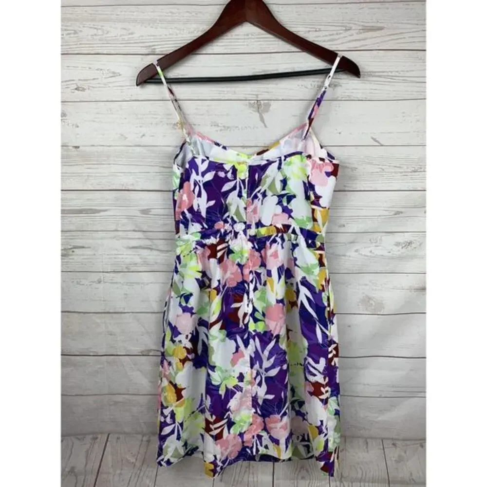 J CREW Dress Womens size 4 Floral Spaghetti Strap floral multi‎ colored pockets